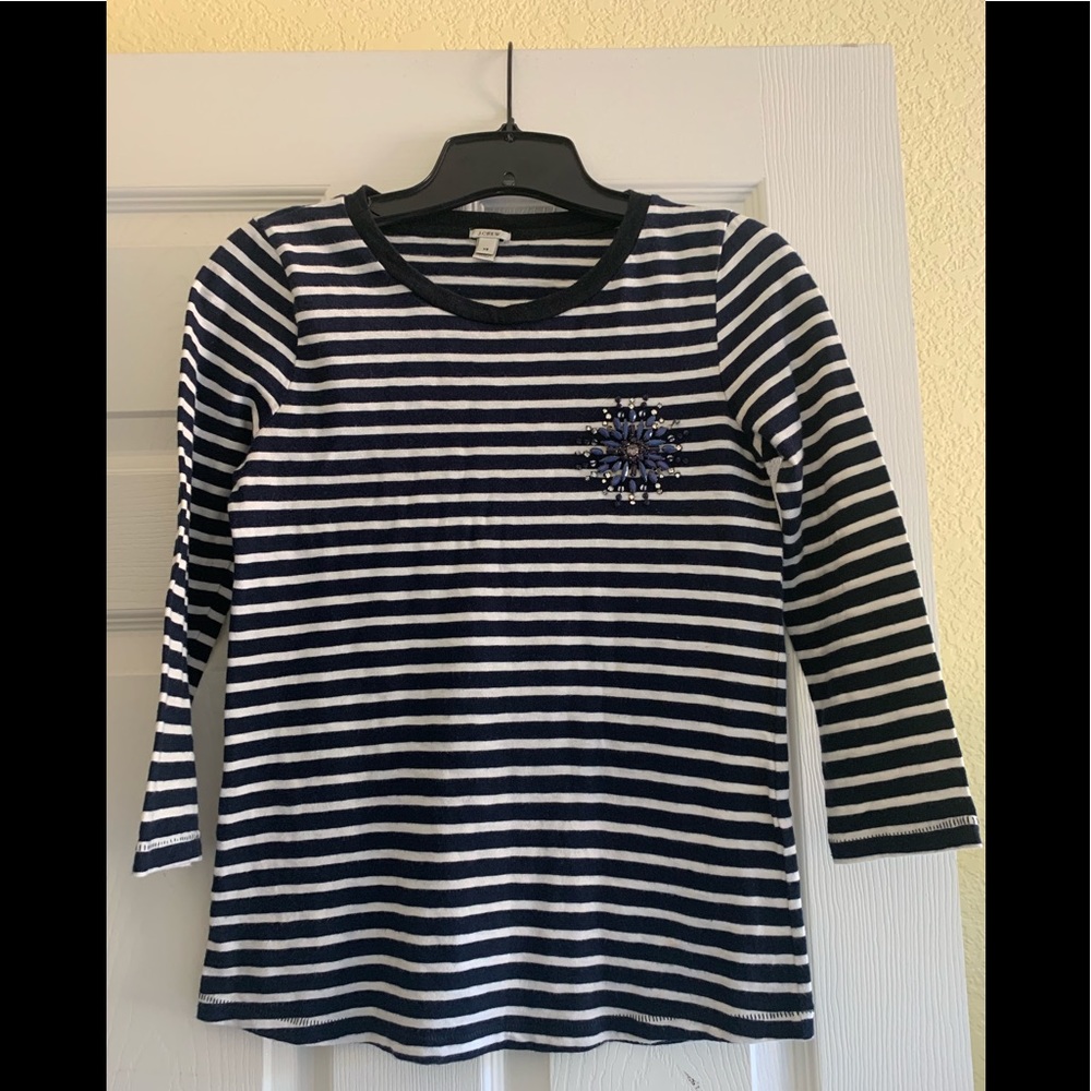 J. Crew navy and white striped shirt size XS